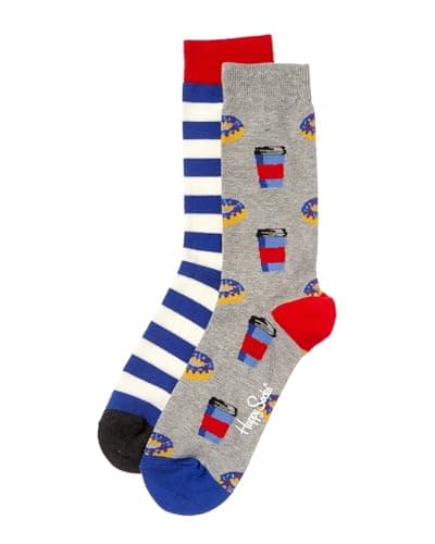Image of Happy Socks 2-Pack Donut Socks, Light Grey, Small-Medium