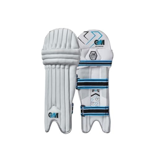 Image of Gunn & Moore GM Cricket Batting Pads, Ben Stokes Diamond, High Density Foam & Reverse Cane, Small Junior Right Handed - 12.75", Approx Weight 0.98 kg, 1 Pair, White