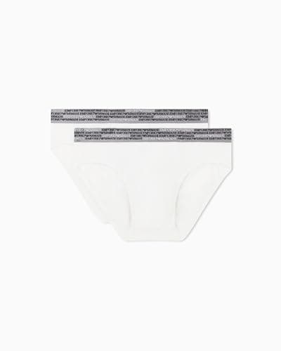 Image of EMPORIO ARMANI Man's Allover Logo Elastic 2-Pack Brief White M