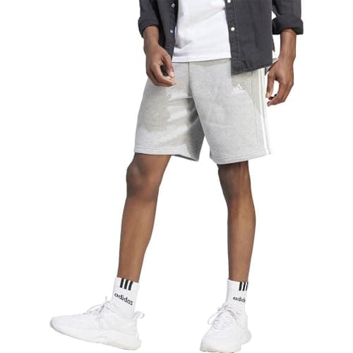 Image of adidas Men's Essentials Fleece 3-Stripes Shorts, Medium Grey Heather, S