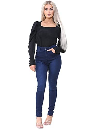 Image of 989Zé ENZO Womens Jeans Skinny Stretch Jean High Waisted Denim Pants EZL420 Jeans Dark Blue 12