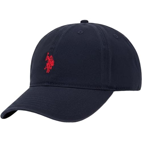 Image of U.S. POLO ASSN. Mens Mens Washed Twill Cotton Adjustable Baseball Hat with Pony Logo and Curved Brim, Navy Blue, One Size