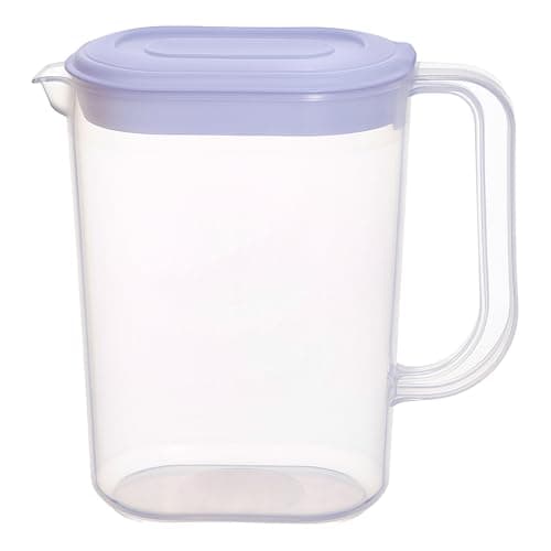 Image of 1.5L Fridge Door Jug with Handle - Transperent Plastic Pitcher Container with Lid & Pouring Spout - Slim Design for Storage - Reusable Liquid Jug for Serving Milk, Drinks, Juices and More. (1)