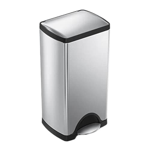 Image of simplehuman 30L Rectangular Kitchen Pedal Bin, Strong Steel Pedal, Silent Soft Close Lid, Stay-Open Lid, Non-Skid Base, Fingerprint-Proof, Inner Bucket, Brushed Stainless Steel