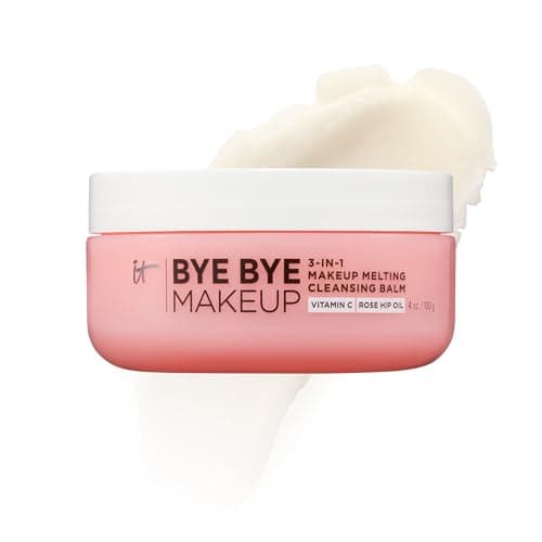 Image of IT Cosmetics Bye Bye Makeup 3-in-1 Makeup Melting Cleansing Balm, Removes Waterproof Makeup & SPF, Infused with Vitamin C, Ceramides, Shea Butter & Rosehip Oil, Facial Cleanser & Mask, 100ml