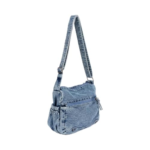 Image of Ausing Women's Denim Tote Bag Blue One Size Retro Utility Hobo Handbag