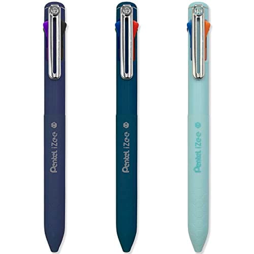 Image of Pentel iZee 4 Colour Ballpoint Pen - Deep Blue, Deep Violet & Sky Blue Barrels - Multi Ink - Pack of 3