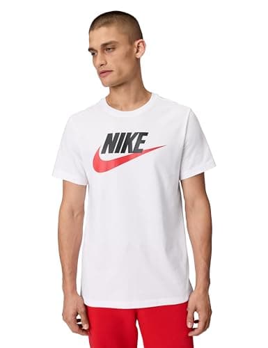 Image of NIKE Men's Sportswear T shirt, White/Black/University Red, M UK