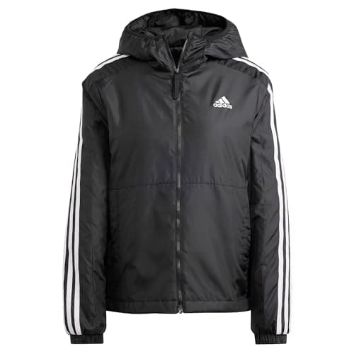Image of adidas Women's Essentials 3-Stripes Insulated Hooded Jacket, Black, XS