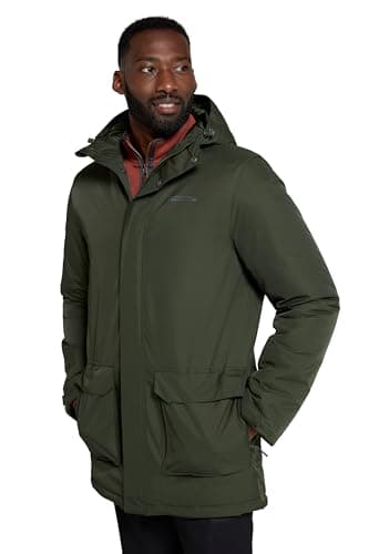 Image of Mountain Warehouse Ranger Mens Padded Parka - Water-Resistant Coat with Adjustable Hood Pockets & Cuffs - Autumn Winter, Outdoors, Travelling & Hiking Khaki M