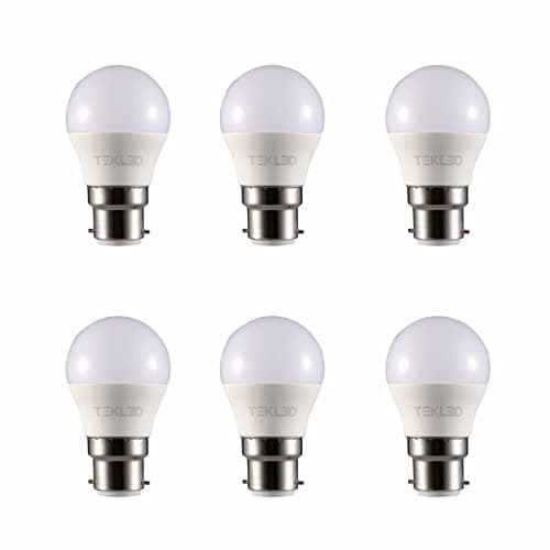 Image of TEKLED® G45 Golf Ball LED Bulbs | B22 Bayonet Cap | Energy Saving 5W Light Bulb 40W Incandescent Bulb Equivalent | 2700K 400LM NONDIMMABLE | 6-Pack | Warm White