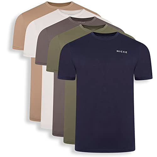 Image of Nicce - Mens 'Buena' Everyday Multipack Essentials Cotton Rich 5 Pack T-Shirts Loungewear Tees (XL, Assorted)