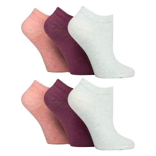 Image of Gentle Grip - 6 Pairs Diabetic Trainer Socks for Women | Non Elastic Soft Top Extra Wide Ankle Socks (4-8, Pink/Mint/Raspberry)