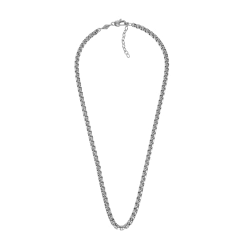 Image of Fossil Men's Necklace, All Stacked Up Stainless Steel Chain Necklace