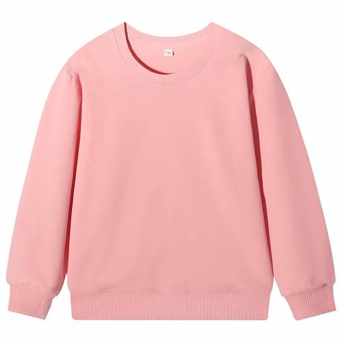 Image of Yufennie Kids Classic Sweatshirts | School Uniform Jumper Pullover, Long Sleeve Top for Boys & Girls Pink
