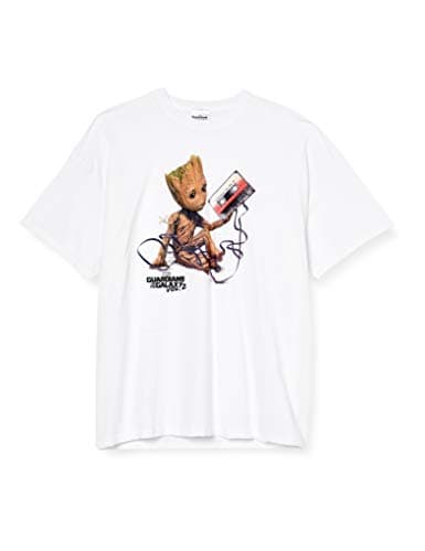 Image of CID Men's Guardians of the Galaxy Vol 2-Groot & Tape T-Shirt, White, XX-Large