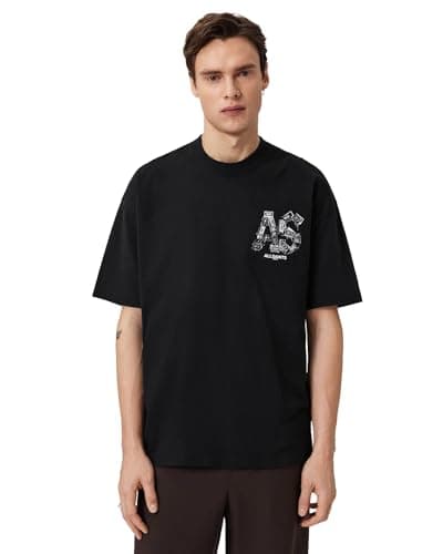 Image of Allsaints Mens Mixtape Ss Crew, Jet Black, XL