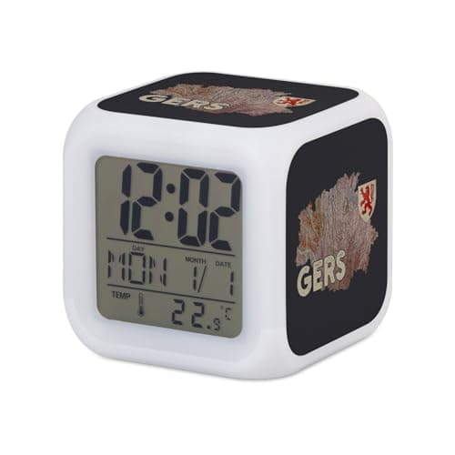 Image of Fabulous Gers 32 Auch Map Antique Occitanie Cube Alarm Clock - 8 x 8 x 8 cm - Retro Multi-Coloured LED Lighting