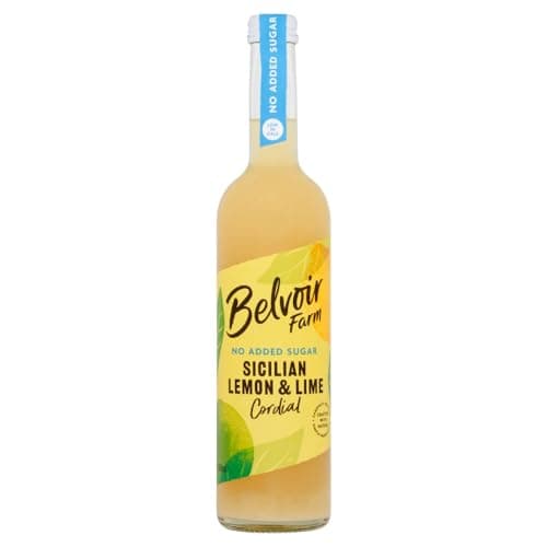 Image of Belvoir Farm - Sicilian Lemon & Lime Cordial, Simple Ingredients, Dilute to Taste, Crafted with Nature, Low in Calories, No Added Sugar, Gluten Free, Suitable for Vegetarians & Vegans 6x500ml