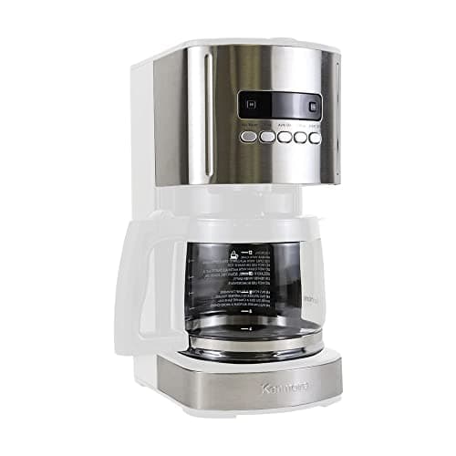 Image of Kenmore 12-Cup Drip Coffee Maker Machine, 1.8L Programmable Filter Coffee Machine with Timer, Fast Brewing Technology, Reusable Filter, Glass Carafe, Digital Display, Charcoal Water Filter, White