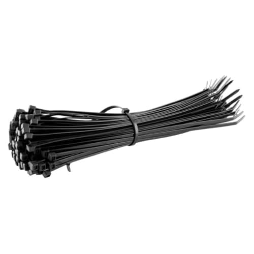Image of RFE Black Cable Ties, 200mm x 4.8mm, Pack of 100, Premium Nylon Zip Ties, Multi-Purpose Plastic Tie Wraps, Secure Self-Locking Mechanism, for Home, Garden, Office and DIY