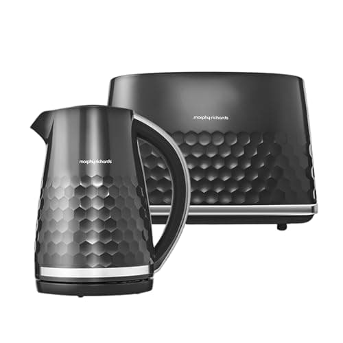 Image of Morphy Richards Hive Kettle and Toaster Set, 1.5L Fast Boil Easy Fill Hive Kettle, 2 Slice Variable Browning Hive Toaster, Matching Set, 3KW/850W, Black 108271 | 220031