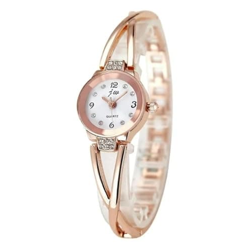Image of Inexpensive Watches Lady's Rose Gold Bracelet Quartz Digital Watch Showcasing Refined Feminine Charm Mens Sports Watches (Rose Gold, One Size)