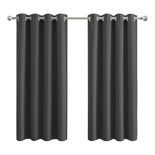 Image of Aspire Homeware Blackout Curtains for Bedroom - Thermal Eyelet Grey Curtains Window Treatments Super Soft Ring Top Living Room Curtain & Drapes 2 Panels 46 x 54 inch Drop