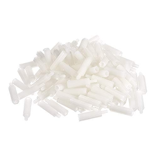 Image of sourcing map M3 20+6mm F/M Nylon Hex Standoff Spacer Screws PCB Pillar White 100 Pcs