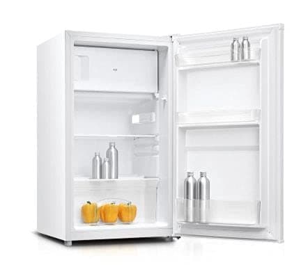 Image of HADEN 82L Under Counter Fridge With Ice Box - Reversible Door, Recessed Handle, White - Metal Backed Flame Retardant - F Energy Rating larder fridge