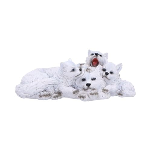 Image of Nemesis Now Winter Warmth Cuddling Wolf Figurine – Heartwarming Wolf Family Sculpture, Hand-Painted Resin, Wildlife Decor for Nature Lovers