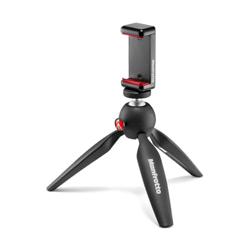 Image of Manfrotto MKPIXICLMII-BK, Mini Tripod with Universal Smartphone Clamp, Made in Italy, for iPhone with or without Case, CSC, Vlogging, Videography, Black