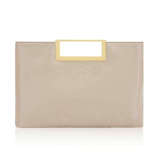 Image of Milisente Women's Leather Clutch Bag Wedding Envelope Evening Bags For Formal Party With Handle(Beige)
