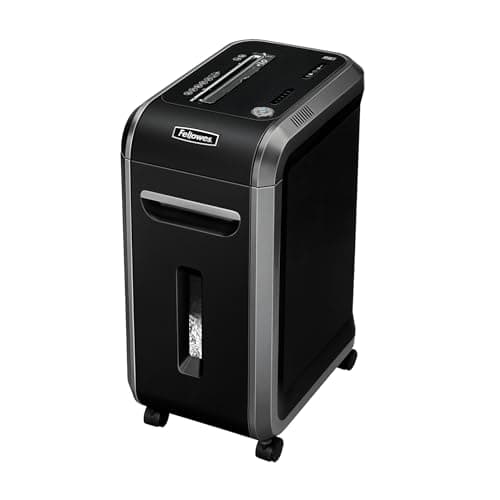 Image of Fellowes 18 Sheet Paper Shredder for Office Use - 100% Jam Proof Cross Cut Shredder - 99Ci Shreds for 30 Minutes - Powershred Office Shredder with Large 34 Litre Pull-Out Bin - DIN Level P4 - Black