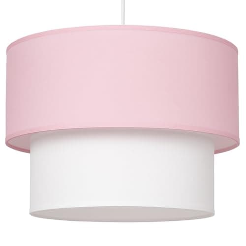 Image of Giggi 2-Tier Fabric Lamp Shade, 30cm Easy-Fit Ceiling Light Shade, Non-Electrical Pendant Lampshades for Ceiling Lights, Table Lamps, Floor Lamps, Living Room, Bedroom (Pink & White)