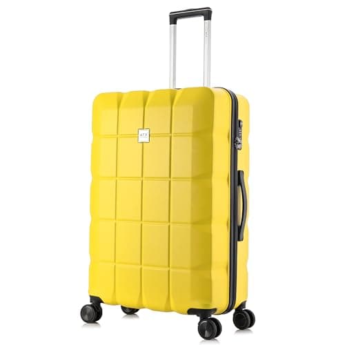Image of ATX Luggage Large Suitcase on 4 Dual Spinner Wheels Super Lightweight ABS Hard Shell Hold Check in with Built-in TSA Lock(Yellow, 110 Liter)