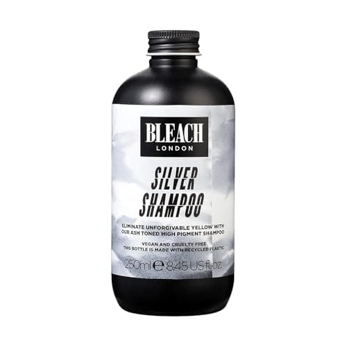Image of Bleach London Silver Shampoo, Purple Toning, Colour Correcting Formula for Brighter Blonde Hair, Cleanses and Neutralises Brassy Yellow Tones, Paraben and Silicone Free 250ml