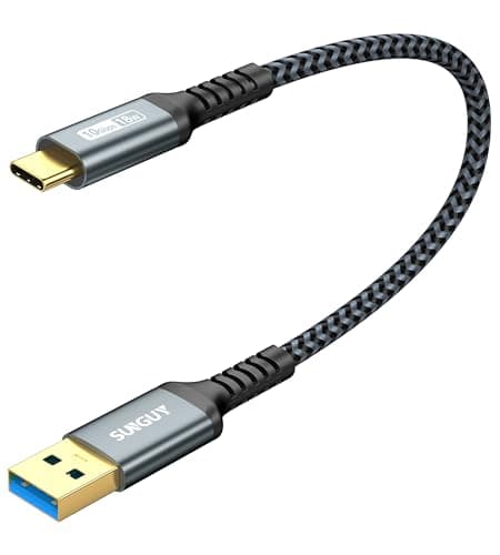 Image of SUNGUY USB C to USB 3.1gen 2 Cable Short Type C to USB 3.1 10Gbps Data Cord and 3A Fast Charging Lead Compatible with Samsung S22 S21,Huawei,Xiaomi,Google,Android Auto - 0.3m