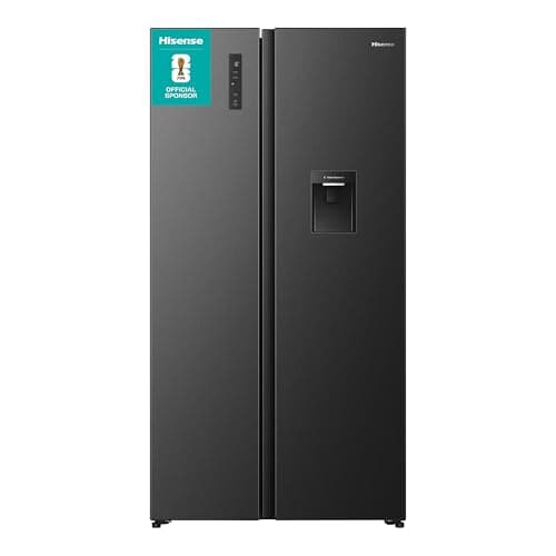 Image of Hisense PureFlat 541L American Fridge Freezer RS3P558NMFD with Non-Plumbed Water Dispenser, Black Stainless Steel - D Rated