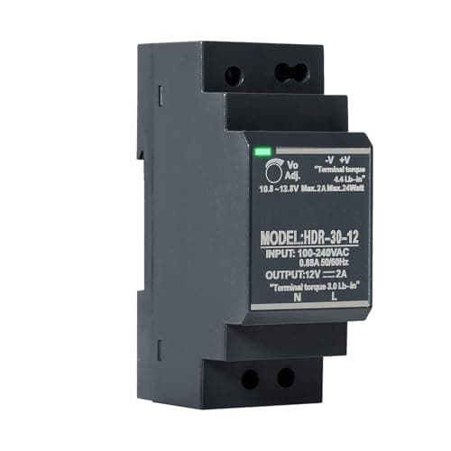 Image of BuyWeek DIN Rail Power Supply 30W 12V 2A, HDR-30-12 DC Switching Power Supply Transformer AC to DC, AC100V-240V Input DC12V Output