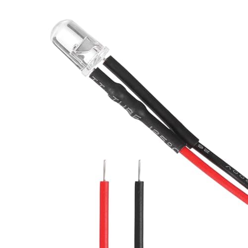 Image of sourcing map 30 Pcs 5mm Pre Wired LED Light Emitting Diodes, 9-12V 20mA Blinking Red Bright LED Diode Lights Bulb Light-Emitting Lamp for Electronics Circuit Components