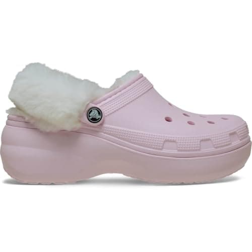 Image of Crocs Classic Platform Fuzz Lined Clog Pink Milk Size 7 UK Women