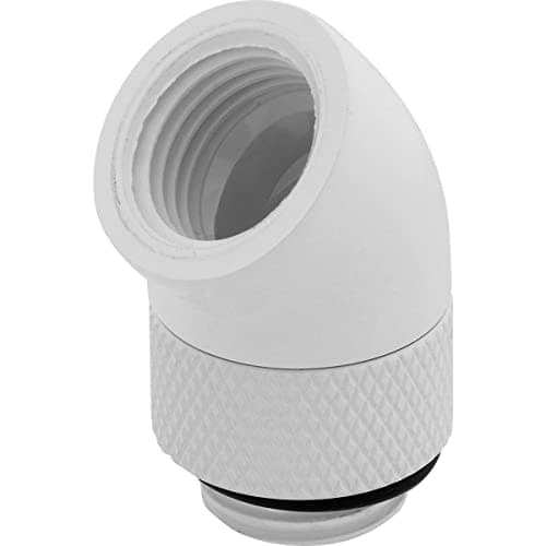 Image of Corsair Hydro X Series 45 Degree Rotary Adapter, Twin Pack (G1/4 BSPP Port Threads, Solid Brass Durability, Secure Rotation Mechanism, Quality Polished Finish, Optimised for High Flow Rates) White