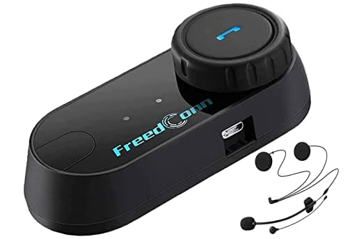 Image of FreedConn Tcom VB Motorcycle Helmet Bluetooth 5.0 Headset Intercom, 2 Way Rider 800M Universal Motorbike Communication System with Music Share, IP65 Waterproof (with Soft + Hard Mic) for All Helmets