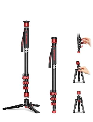 Image of IFOOTAGE Cobra 3 Monopod C180F,Carbon Fiber Monopod with Feet for Camera,DSLR,Minipod Base Tripod,Payload up to 17.6lbs/8KG,Max. Height 71inch/180cm