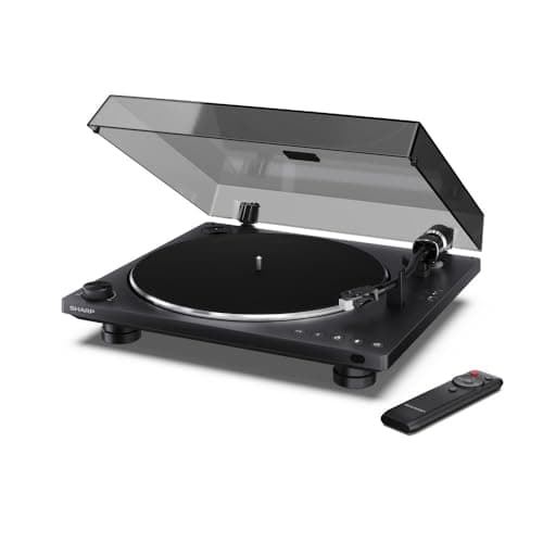 Image of SHARP RP-TT100 Automatic Turntable with Bluetooth-Out & USB-C Recording | Built-In Pre-Amp, 33⅓ & 45 RPM Speeds, Fully Automatic Tonearm | AT-3600LA Cartridge Includes Remote Control - In Matt Black