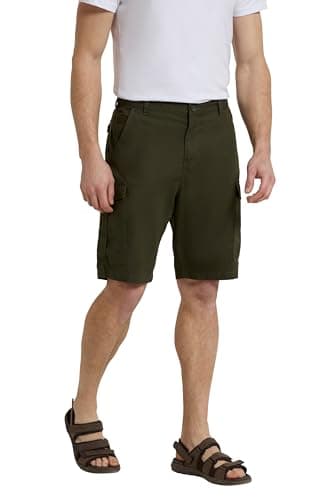 Image of Mountain Warehouse Lakeside Mens Shorts - 100% Durable Twill Cotton Cargo Shorts, Durable Shorts, 6 Pockets - Spring Summer, Walking, Running, Hiking & Camping Khaki Men's W36