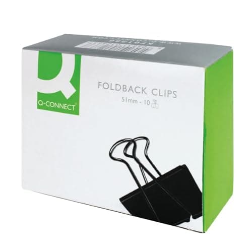 Image of Q-Connect Foldback Clip, 51 mm, Black, Pack of 10