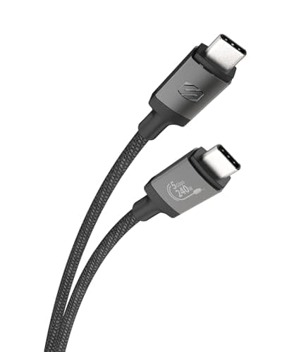 Image of Scosche CCXB4 StrikeLine 4FT USB-C to C Cable, Type-C Charger Fast Charging up to 240W, USBC Charge Cable with High Speed Data Transfer, Charging Cord for iPhone 16, iPad, MacBook, Android, Black