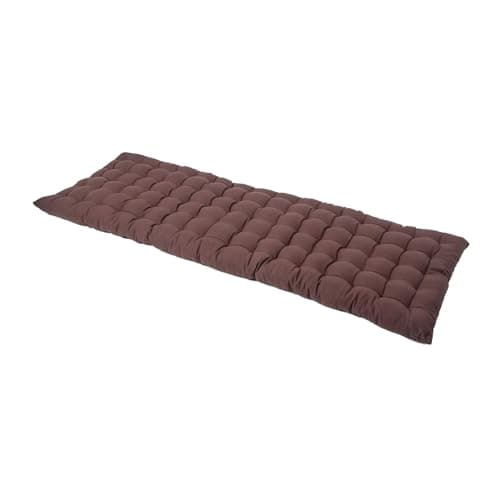 Image of HOMESCAPES Chocolate Brown Garden Bench Cushion 3 Seater Seat Pad for Patio Furniture Kitchen or Dining Bench Indoor & Outdoor Use Comfortable 100% Cotton Modern Tufted Style Thick Cushion 143cm Wide